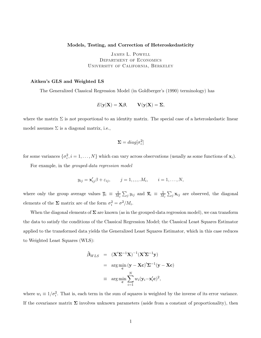 Models, Testing, and Correction of Heteroskedasticity