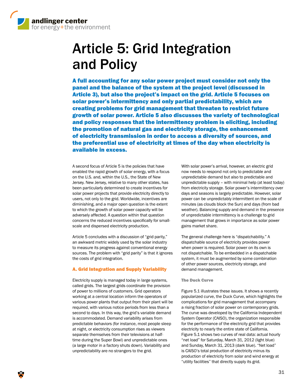 Article 5: Grid Integration and Policy