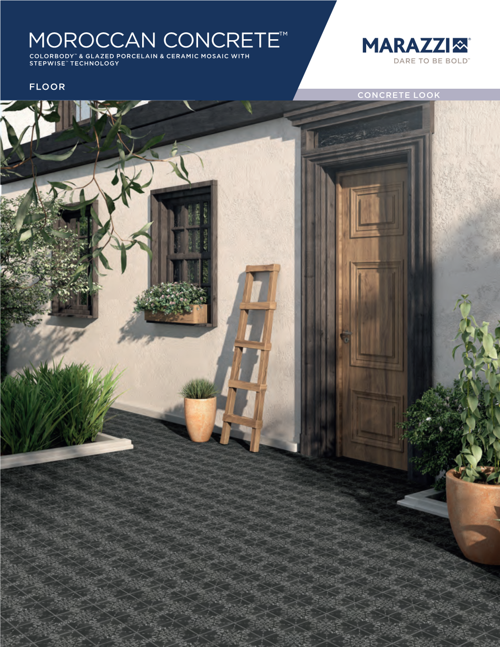 Moroccan Concrete™ Colorbody™ & Glazed Porcelain & Ceramic Mosaic with Stepwise™ Technology