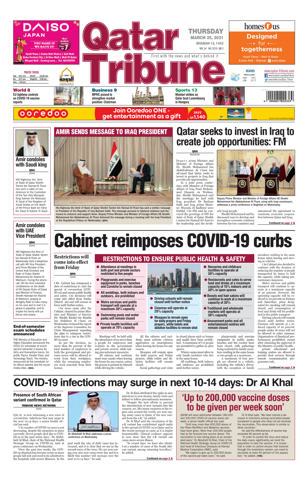 Cabinet Reimposes COVID-19 Curbs