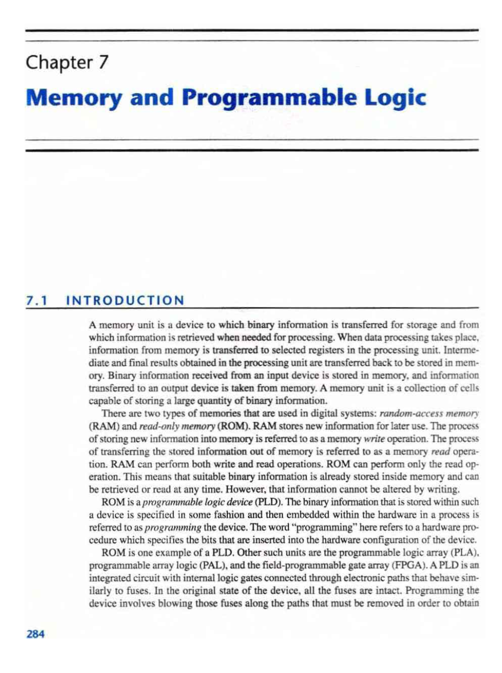 Memory and Programmable Logic