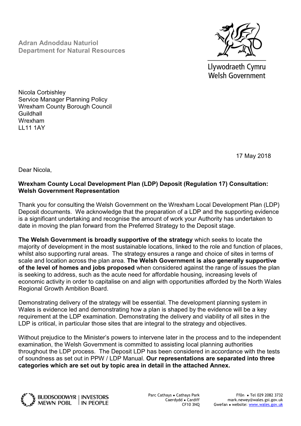 Deposit Regulation 17 Welsh Government Response to Wrexham