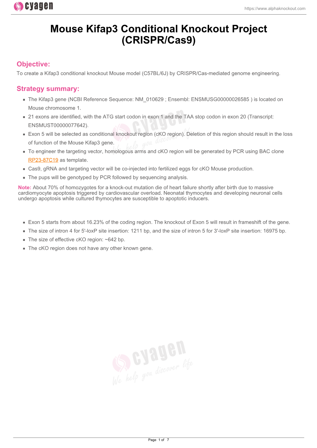 Mouse Kifap3 Conditional Knockout Project (CRISPR/Cas9)