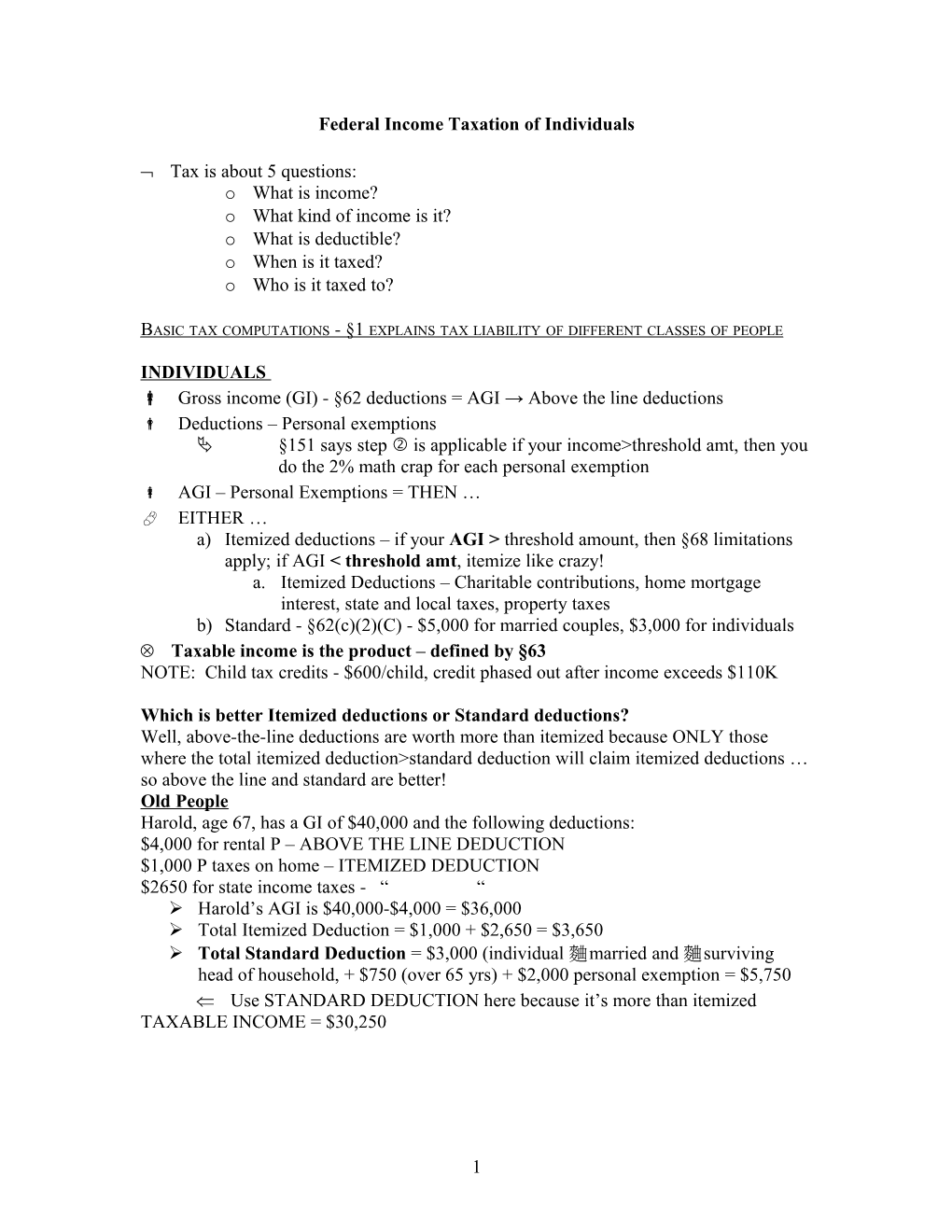 Federal Income Taxation of Individuals