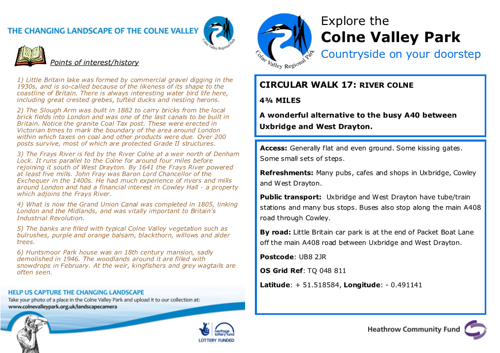 Colne Valley Park Countryside on Your Doorstep Points of Interest/History