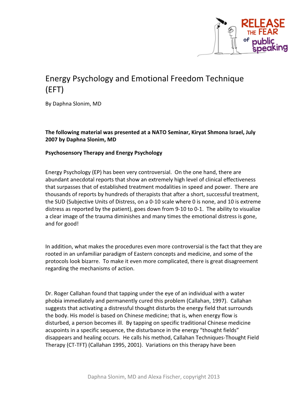 Energy Psychology and Emotional Freedom Technique (EFT)