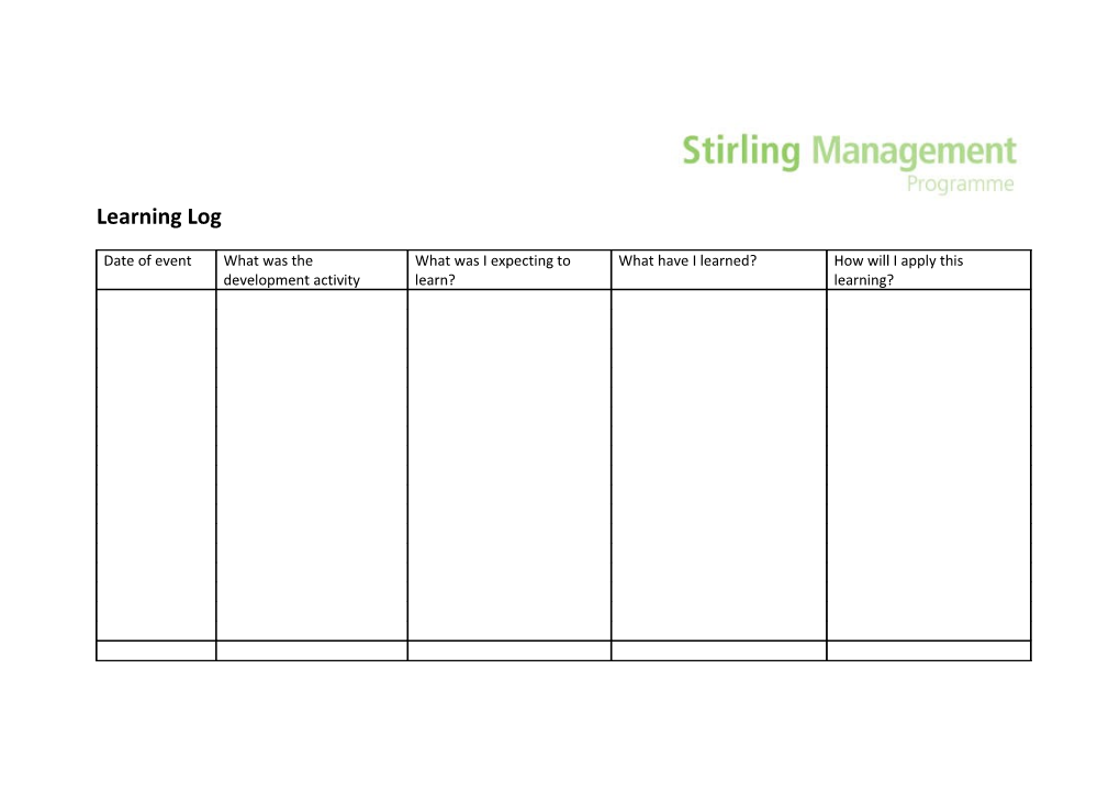 Learning Log: Template