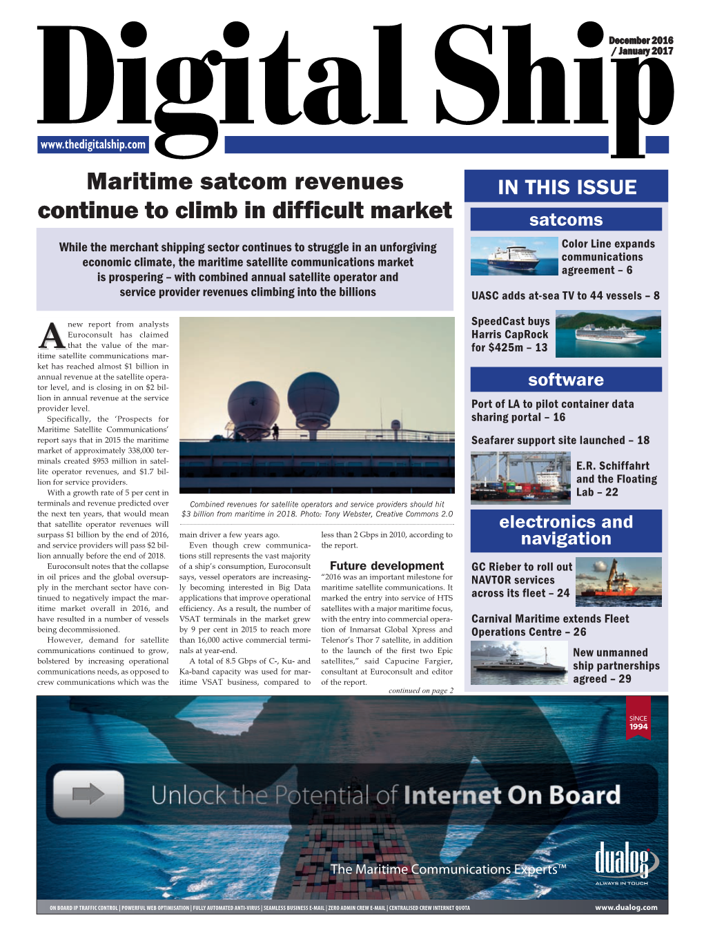 Maritime Satcom Revenues Continue to Climb in Difficult Market