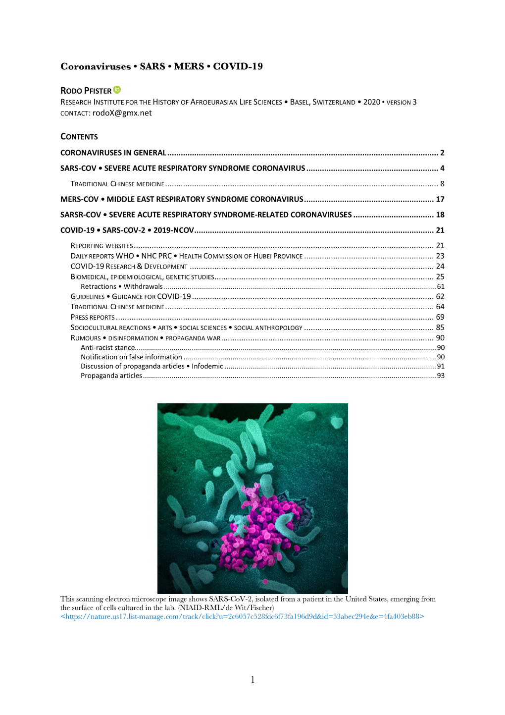 1 Coronaviruses • SARS • MERS • COVID-19