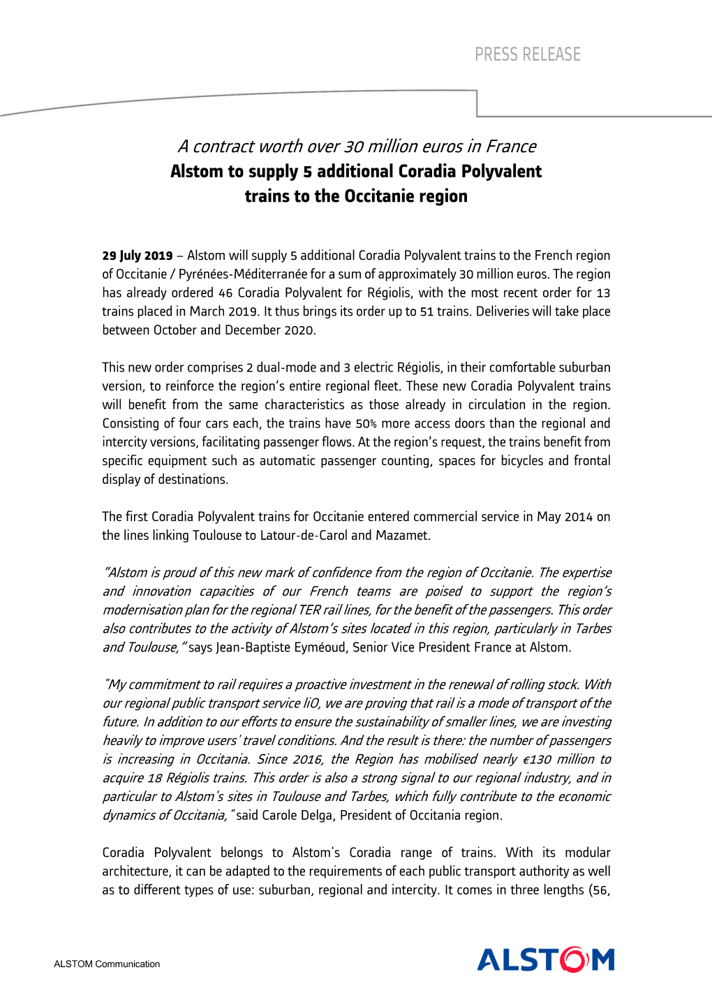 A Contract Worth Over 30 Million Euros in France PRESS RELEASE