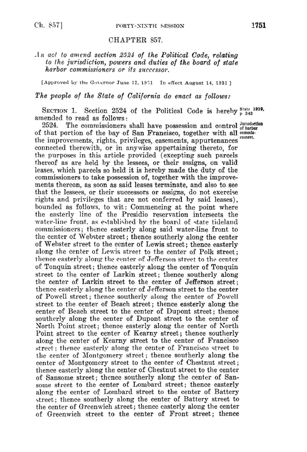 Chapter 857, Statutes of 1931