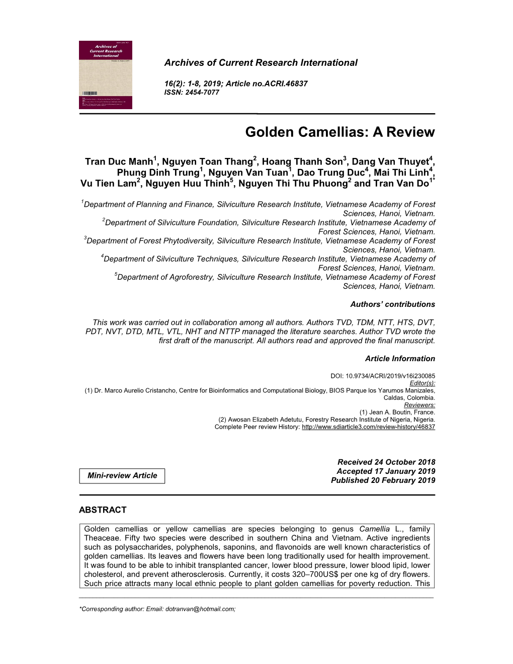 Golden Camellias: a Review