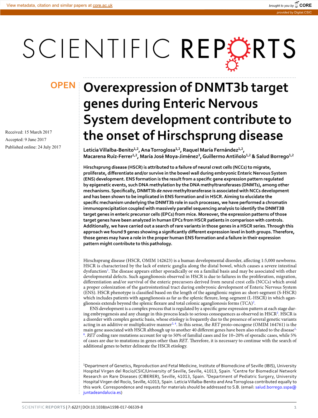 Overexpression of Dnmt3b Target Genes During Enteric Nervous