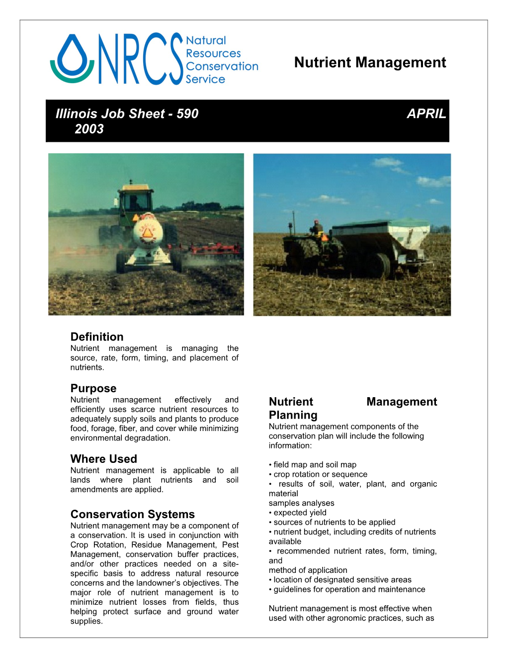 Nutrient Management Plan