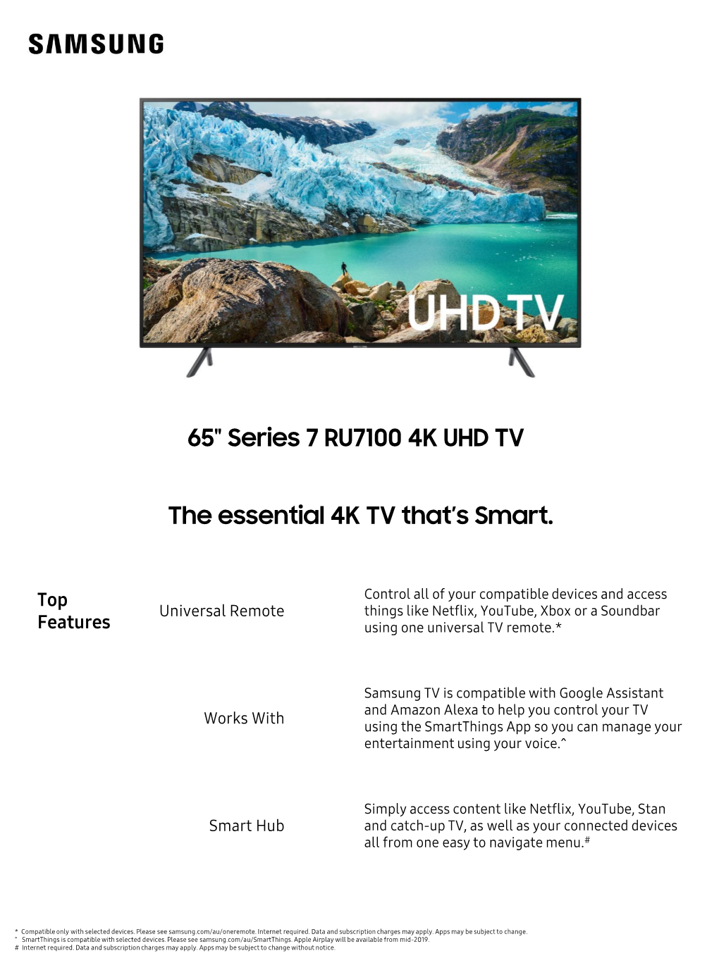 65" Series 7 RU7100 4K UHD TV the Essential 4K TV That's Smart