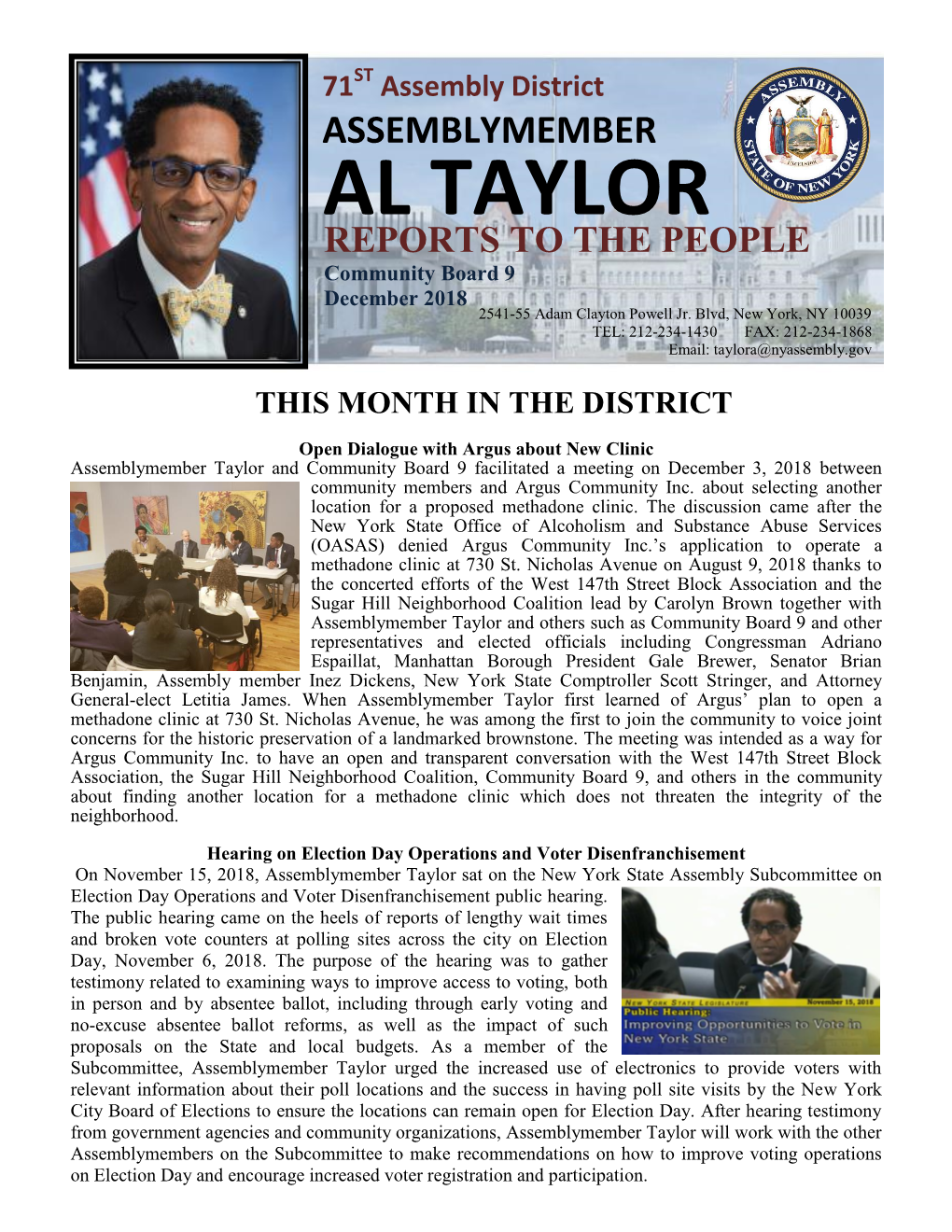 AL TAYLOR REPORTS to the PEOPLE Community Board 9