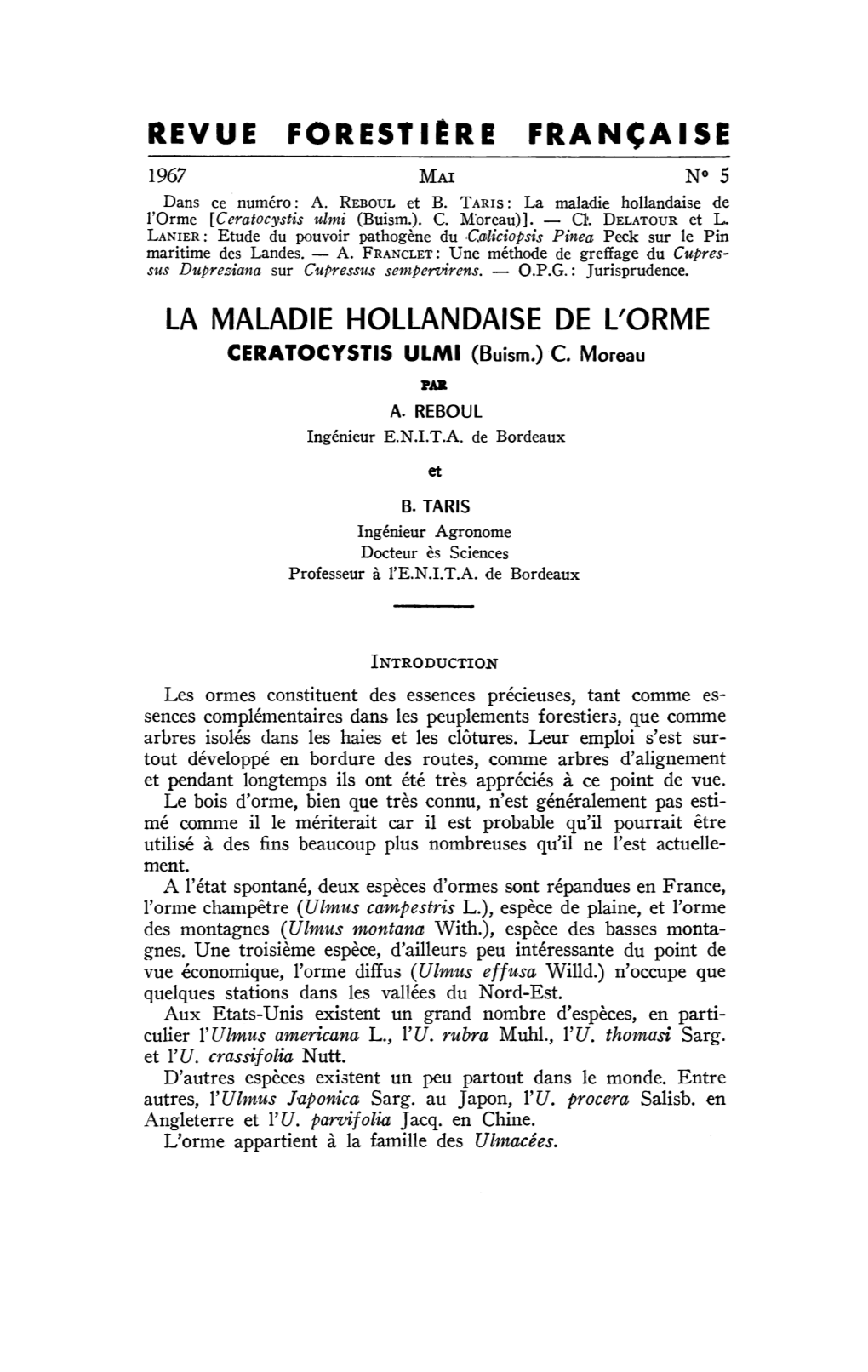 Revue Forestière Française La Maladie Hollandaise De L