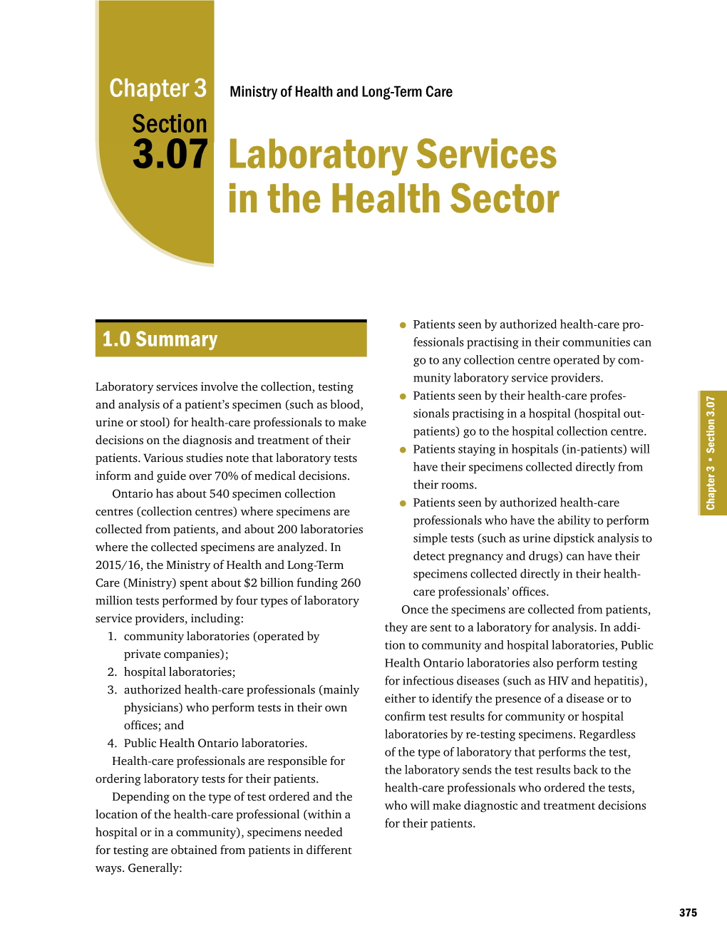 3.07 Laboratory Services in the Health Sector