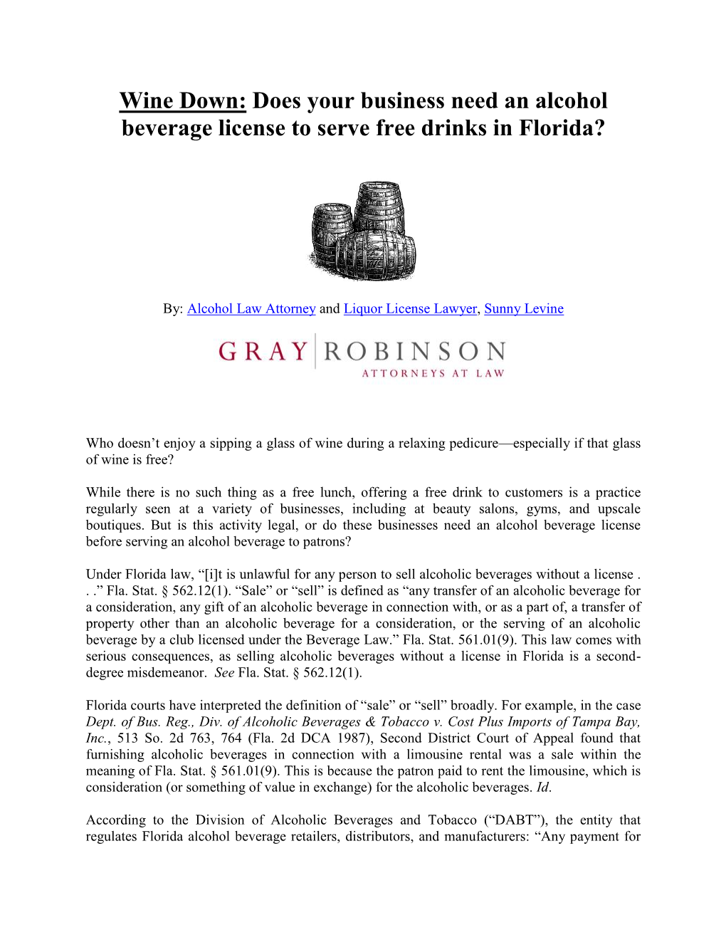 Does Your Business Need an Alcohol Beverage License to Serve Free Drinks in Florida?