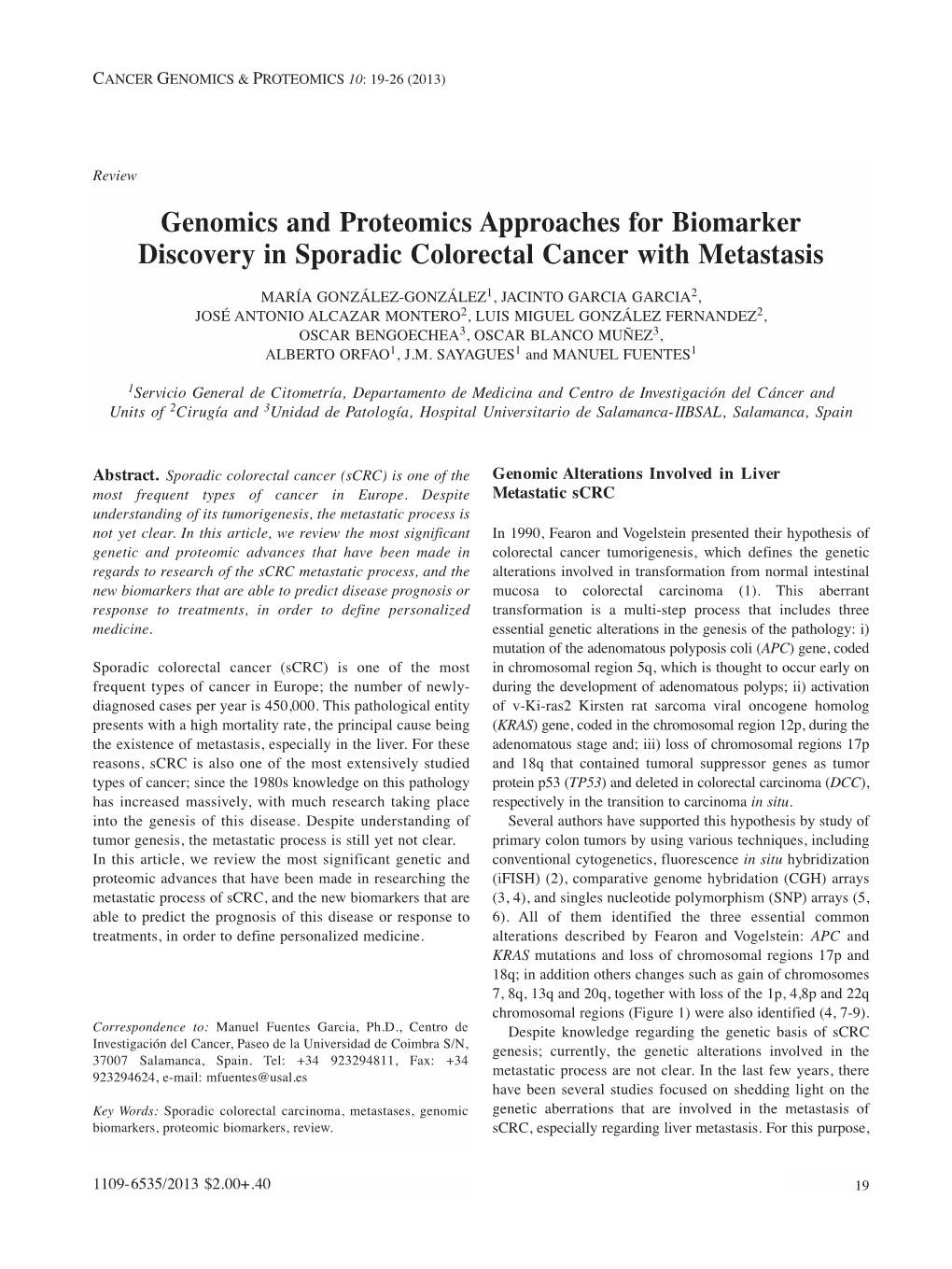 Genomics and Proteomics Approaches for Biomarker Discovery in Sporadic Colorectal Cancer with Metastasis