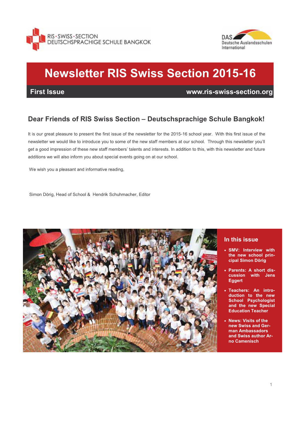 Newsletter RIS Swiss Section 2015-16