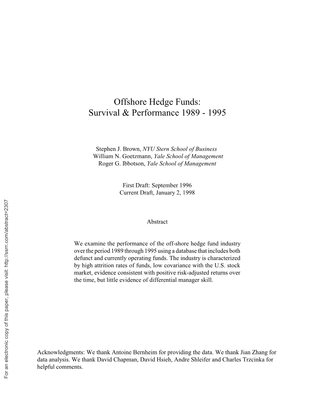 Offshore Hedge Funds