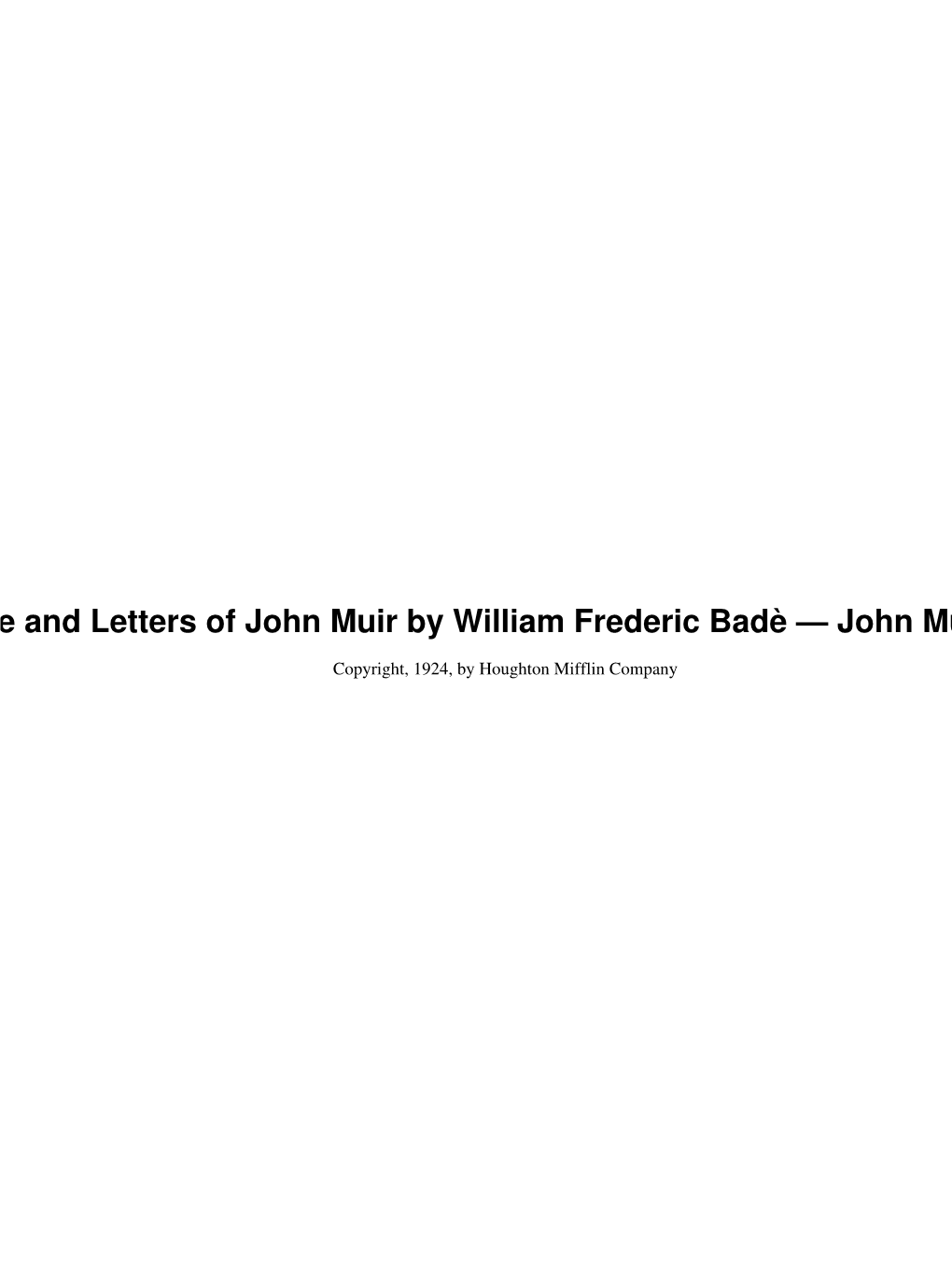 John Muir Writings
