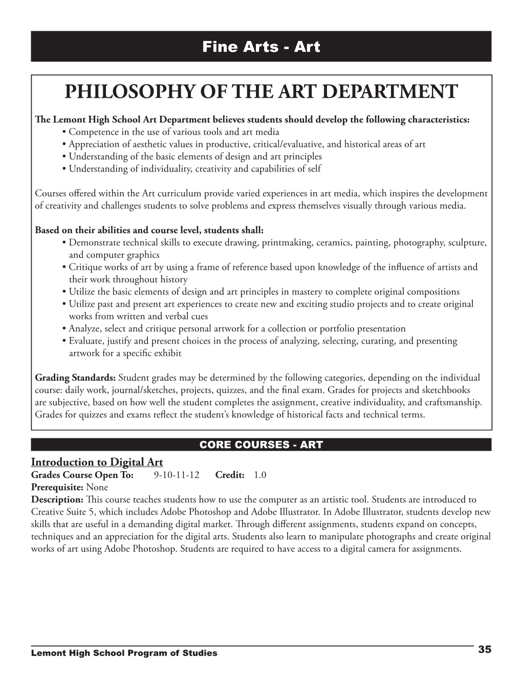 Philosophy of the Art Department