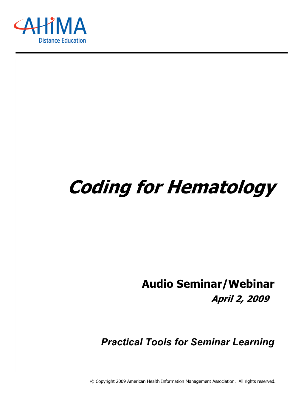 Coding for Hematology