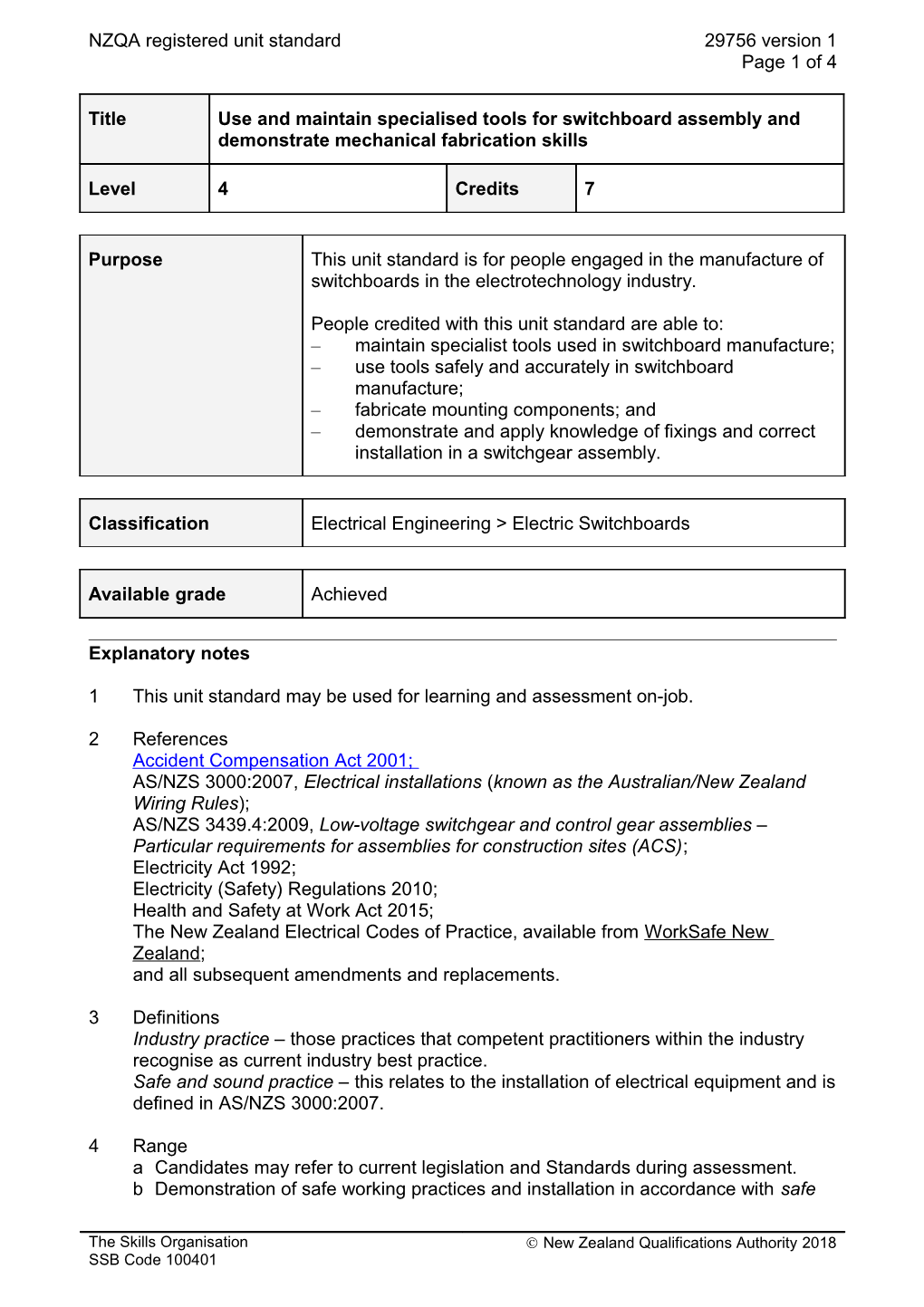 29756 Use and Maintain Specialised Tools for Switchboard Assembly and Demonstrate Mechanical