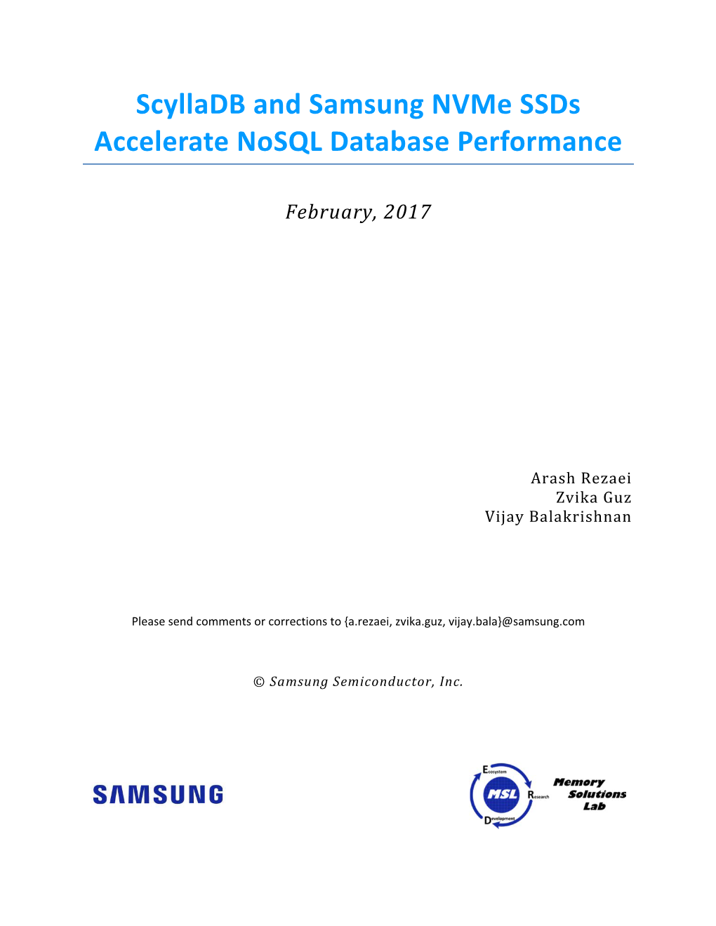 Scylladb and Samsung Nvme Ssds Accelerate Nosql Database Performance