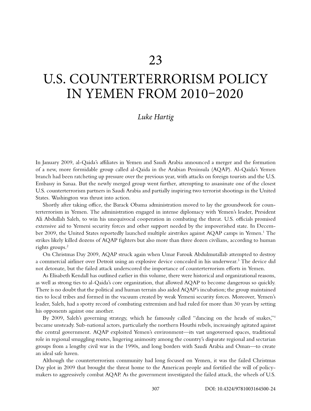 US Counterterrorism Policy in Yemen from 2010–2020