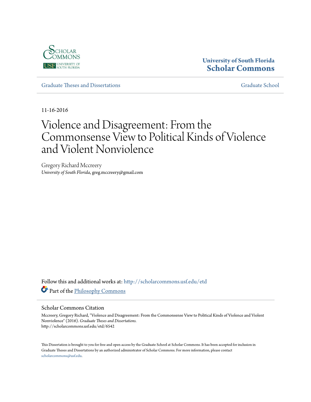 Violence and Disagreement: from the Commonsense View to Political