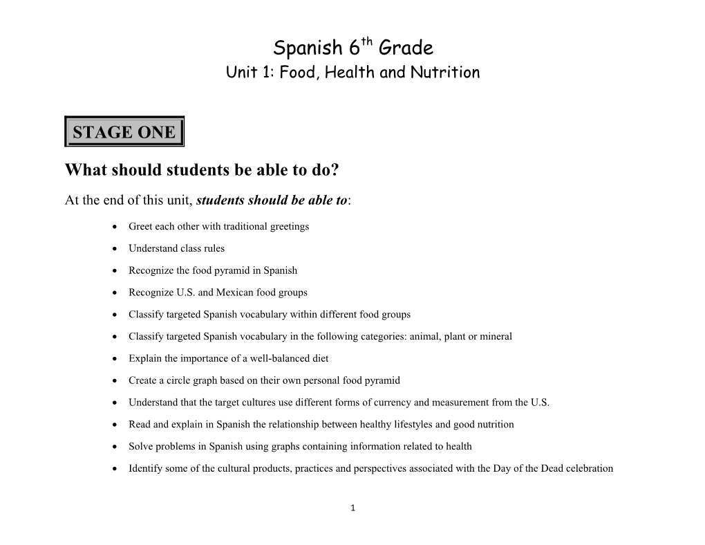 Spanish 6Th Grade: Unit 3 Leisure and Enter