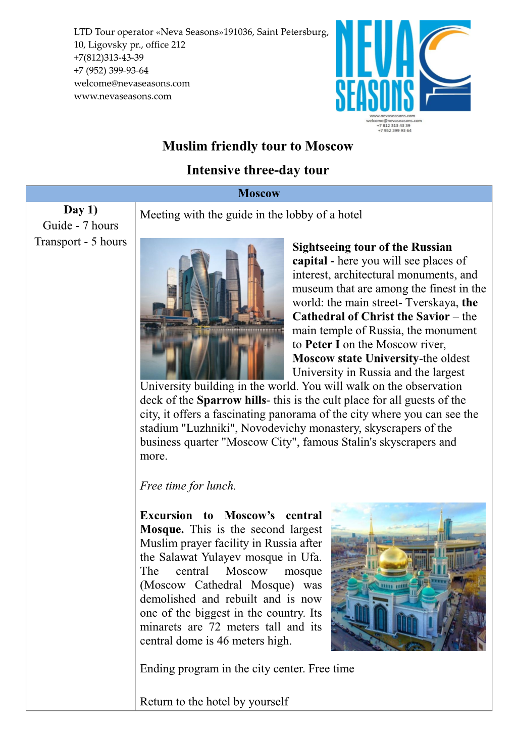 Muslim Friendly Tour to Moscow Intensive Three-Day Tour