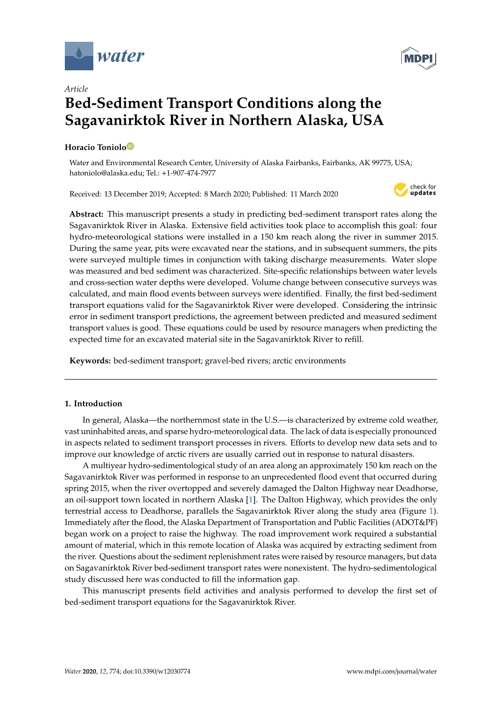 Bed-Sediment Transport Conditions Along the Sagavanirktok River in Northern Alaska, USA