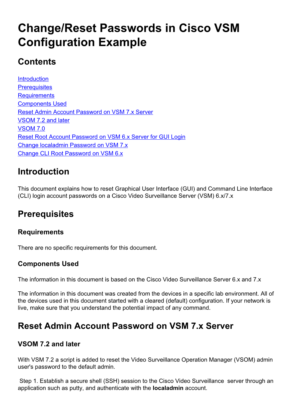 Change/Reset Passwords in Cisco VSM Configuration Example