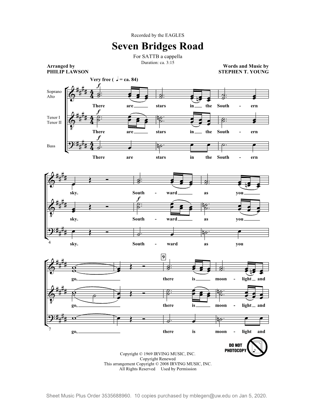 Seven Bridges Road (Arr. Philip Lawson)