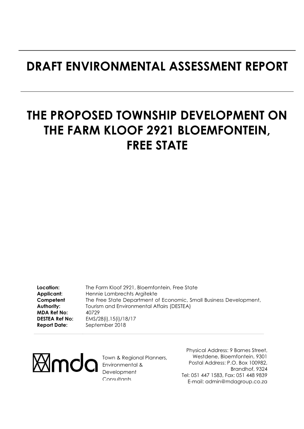 Draft Environmental Assessment Report The