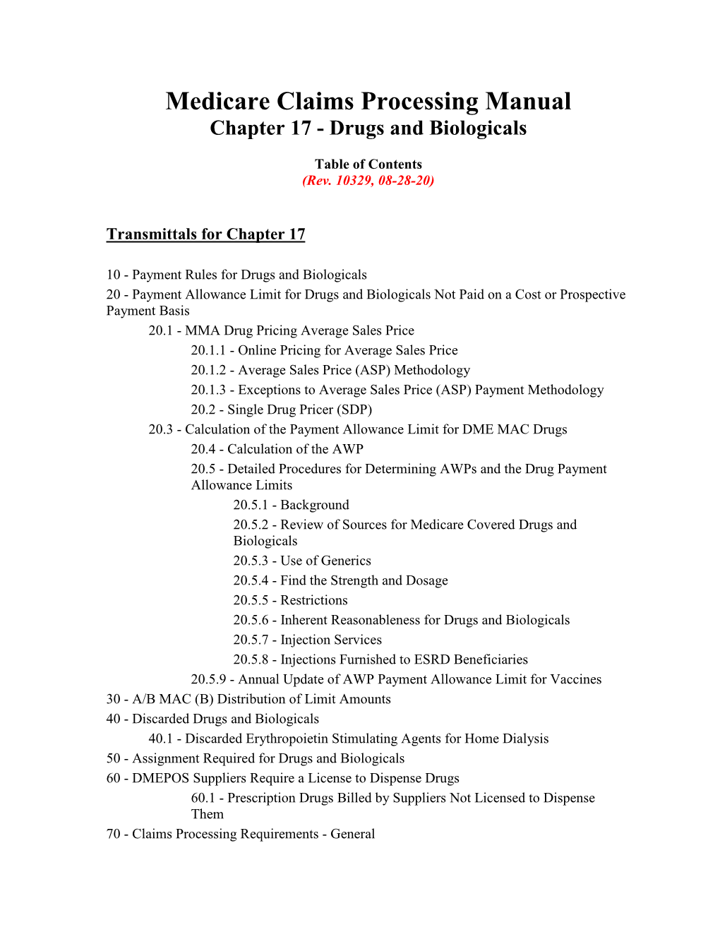 Medicare Claims Processing Manual Chapter 17 – Drugs and Biologicals