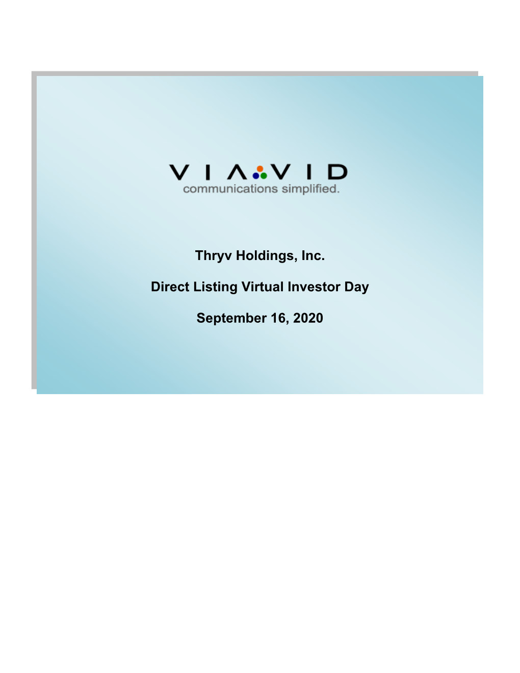 Thryv Direct Listing Virtual Investor