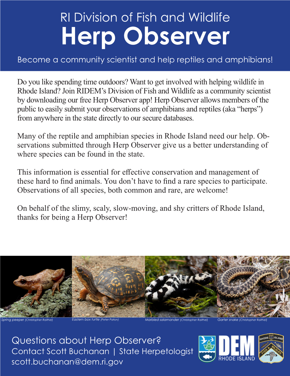 Herp Observer Become a Community Scientist and Help Reptiles and Amphibians!