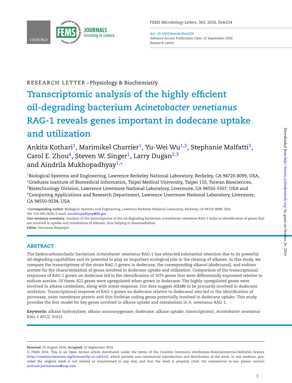 Transcriptomic Analysis of the Highly Efficient Oil-Degrading Bacterium