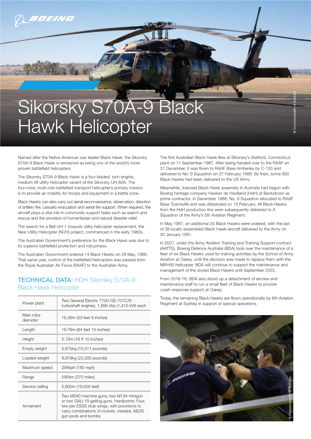 Sikorsky S70A-9 Black Hawk Helicopter