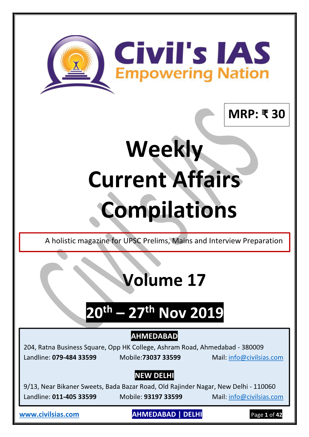 Weekly Current Affairs Compilations