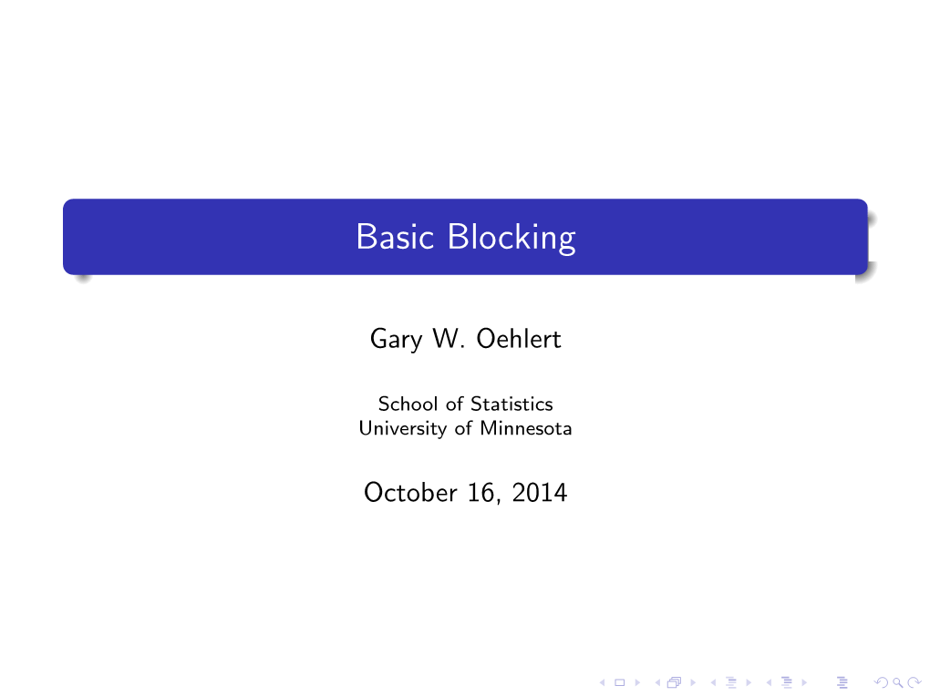 Basic Blocking