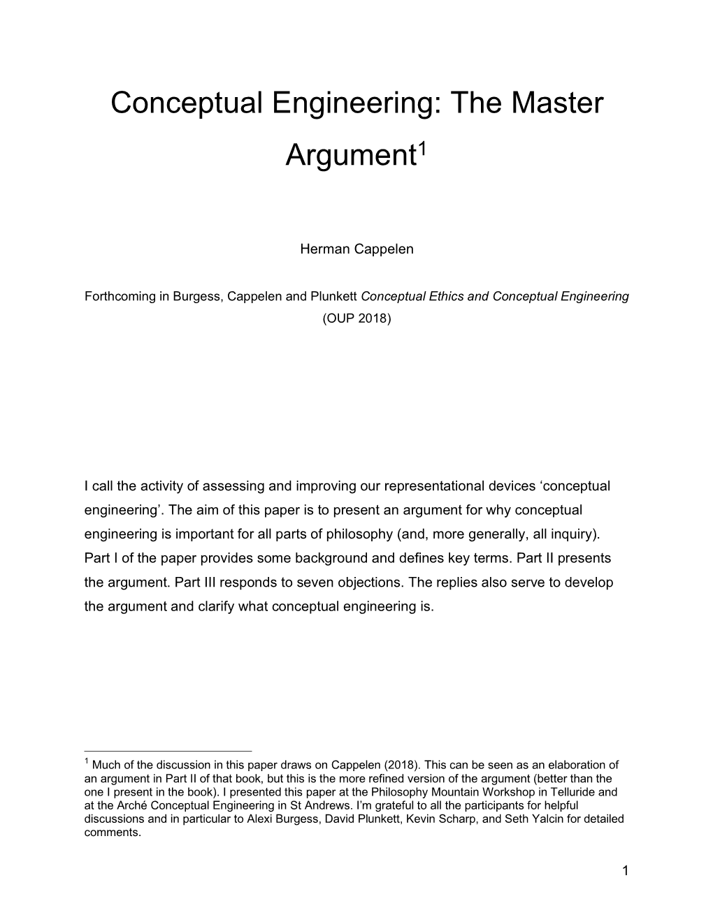 Conceptual Engineering: the Master Argument1