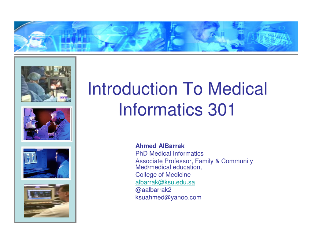 Introduction to Medical Informatics 301