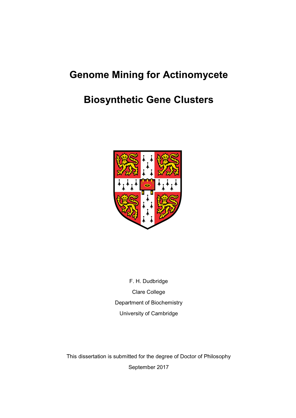 Genome Mining for Actinomycete Biosynthetic Gene Clusters