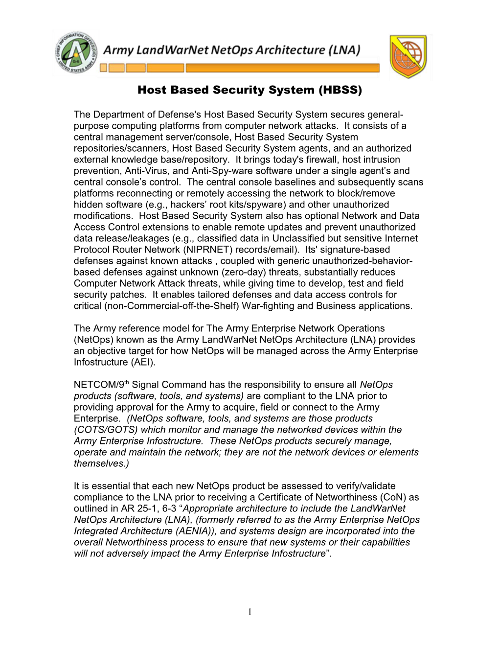 Host Based Security System (HBSS)